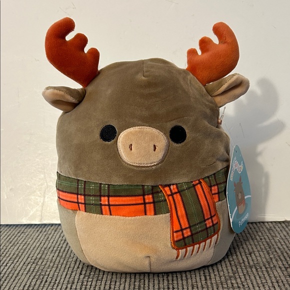 Squishmallows Patterson Reindeer Plush NEW orange green plaid scarf winter moose - Picture 2 of 9